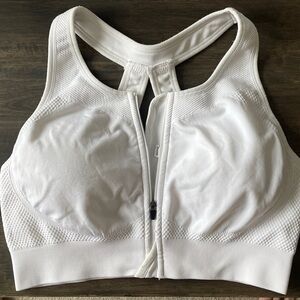 Soma White Seamless Front-Zip High Support Sports Bra, Sz L